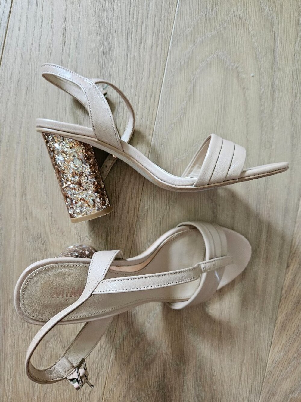 Mimco heeled sandals, pink nude
